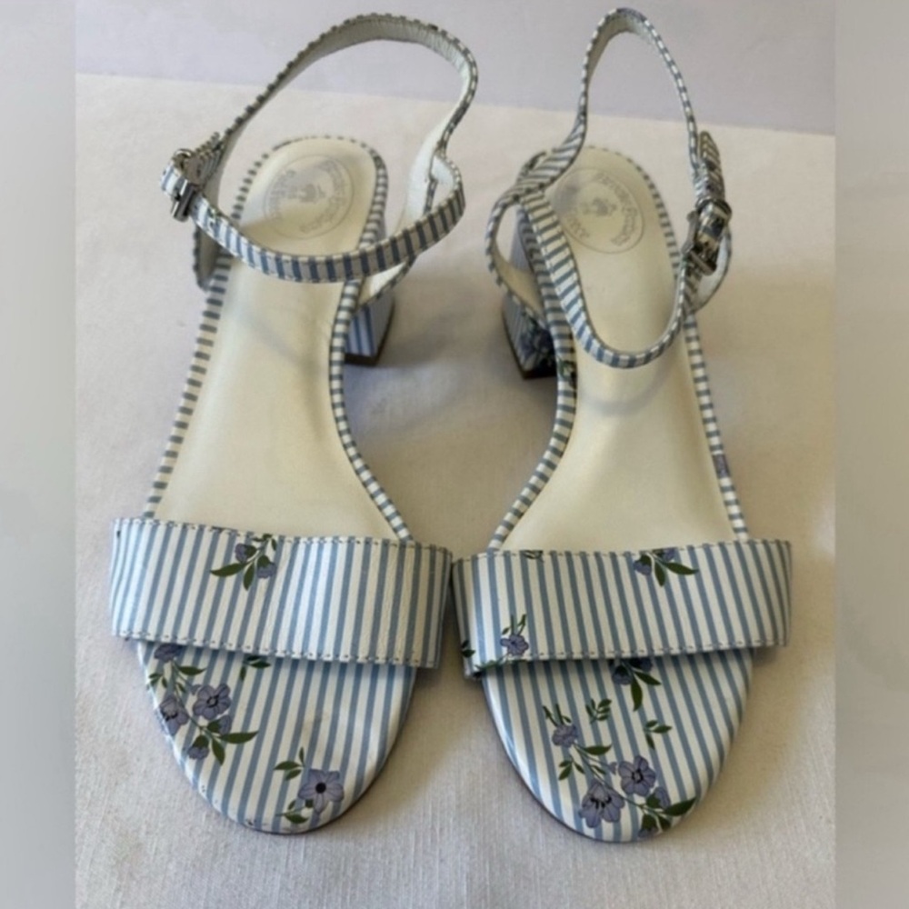 Brooks Brothers Striped Floral Block
Heel Sandals